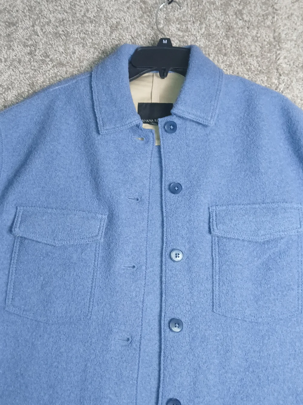 Banana Republic Blue‎ Wool Jacket for Men Oversized Button Front Shacket - Small